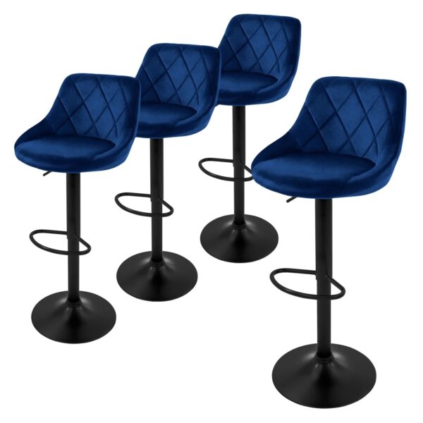 ML-Design Barhocker 4Er Set aus Samt Blau Gepolsterter Drehbar