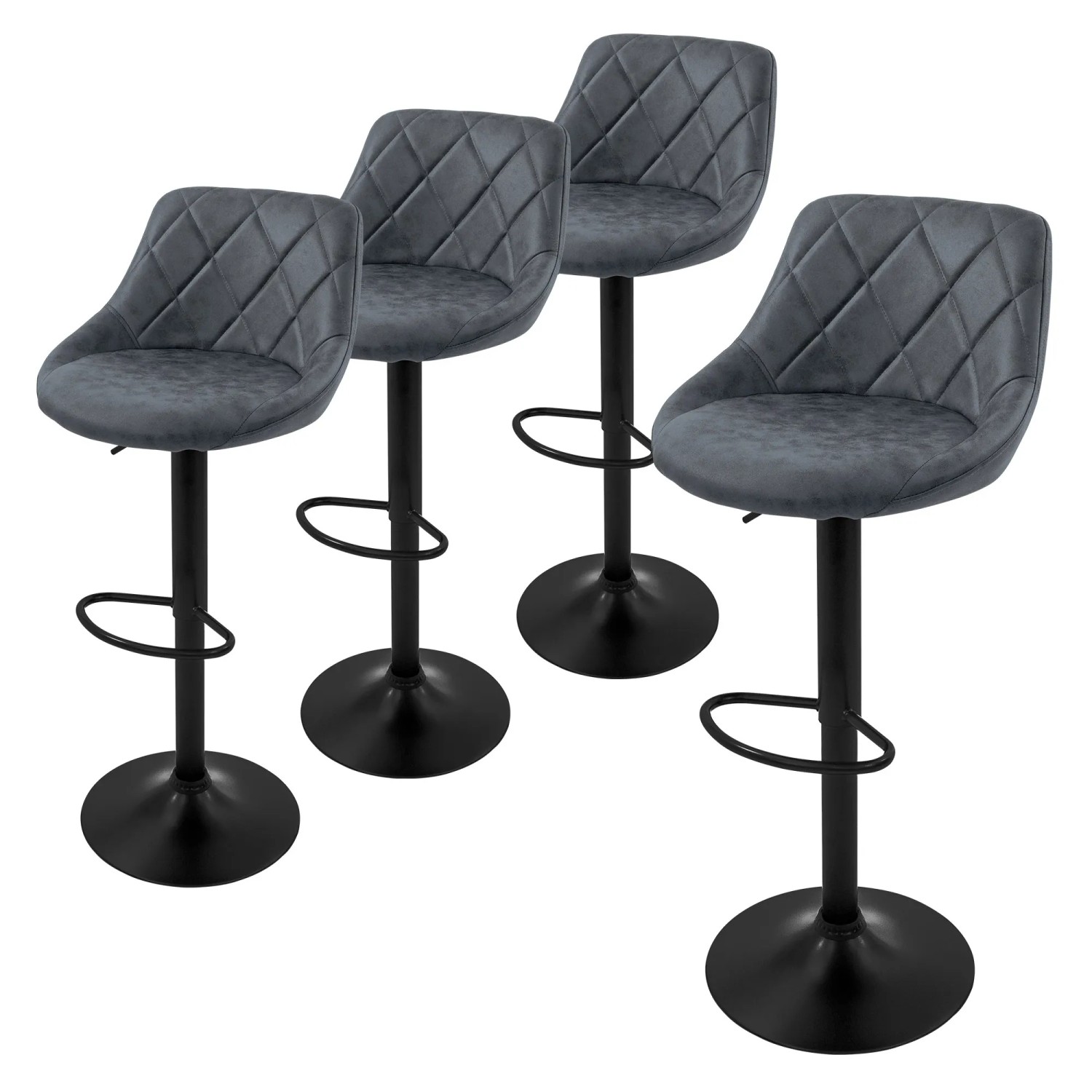 ML-Design Barhocker 4Er Set Bezug aus Kunstleder Anthrazit Gepolsterter Barstuhl
