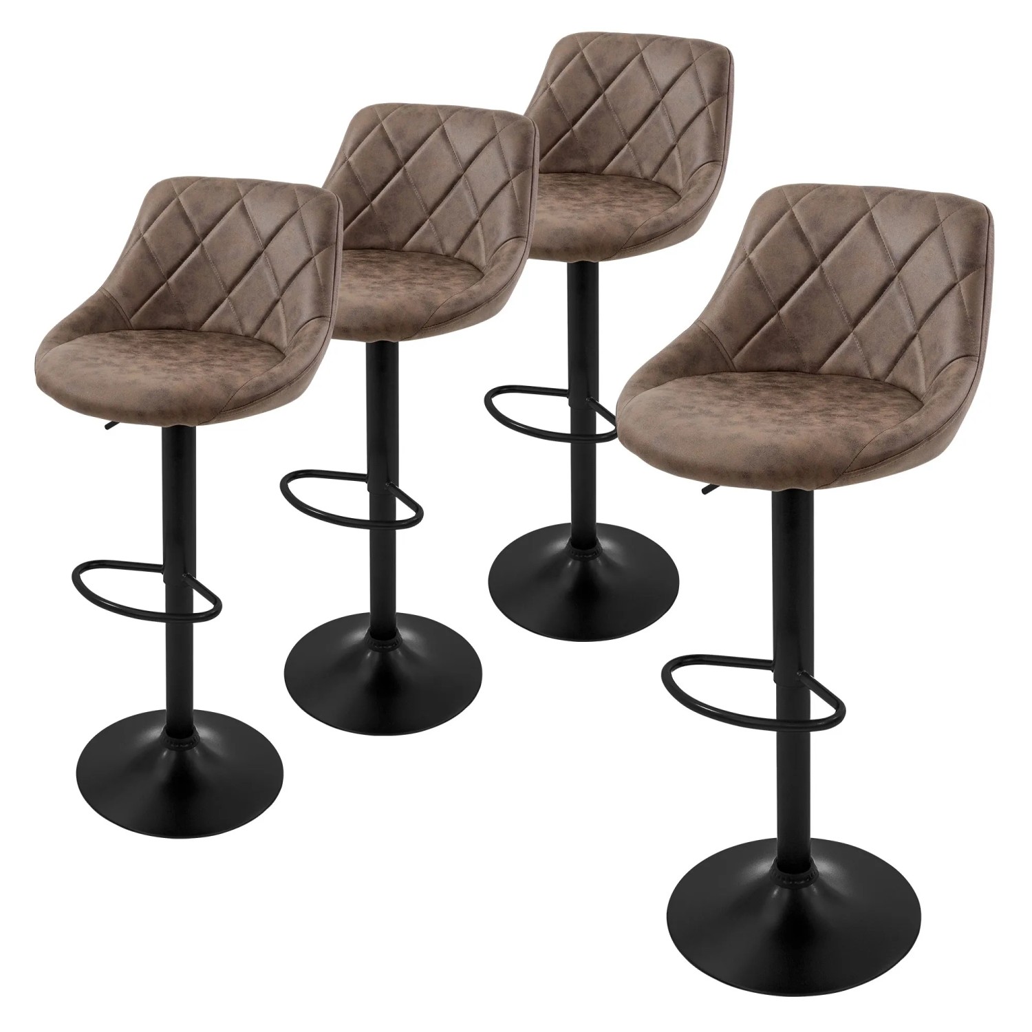ML-Design Barhocker 4Er Set aus Kunstleder Braun Gepolsterter Stuhl