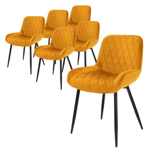 ML-Design 6Er Set Esszimmerstühle Senfgelb Sitzfläche aus Samt Metallbeine Stühl