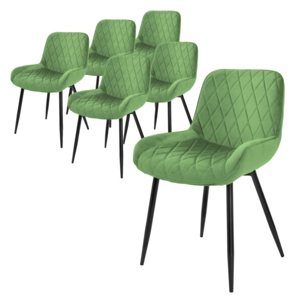 ML-Design 6Er Set Esszimmerstühle Salbei Sitzfläche aus Samt Metallbeine