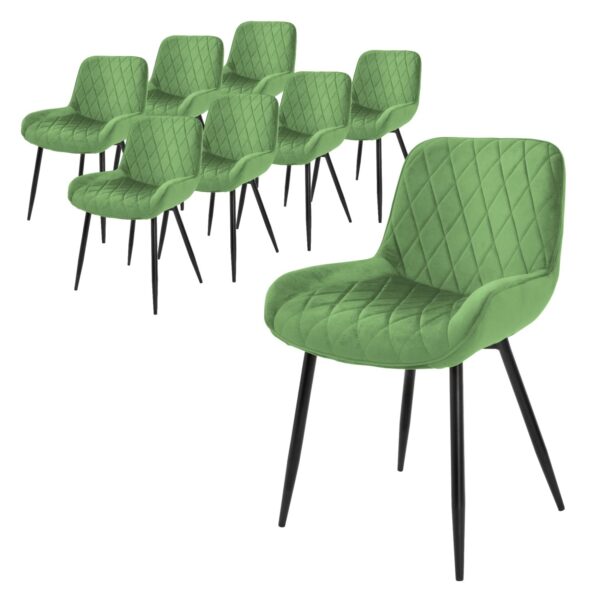 ML-Design 8Er Set Esszimmerstühle Salbei Sitzfläche aus Samt Metallbeine ML-Design 8Er Set Esszimmerstühle Salbei Sitzfläche aus Samt Metallbeine