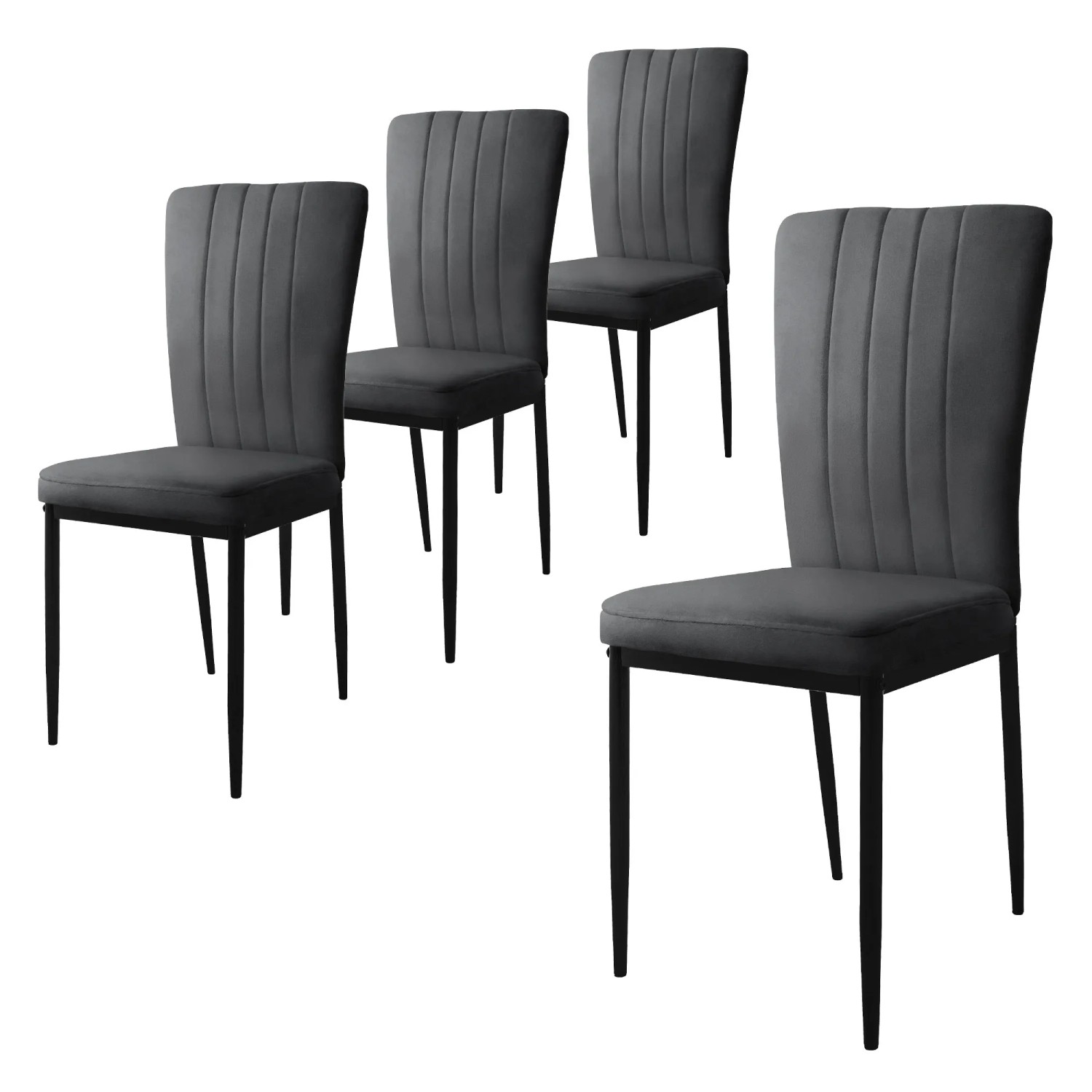 ML-Design Esszimmerstühle 4Er Set Küchenstühle mit Samt-Bezug Grau