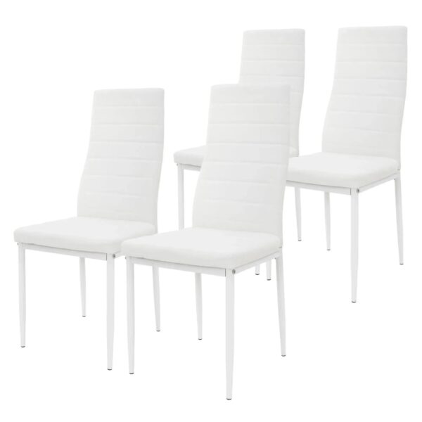 ML-Design Esszimmerstühle 4Er Set aus Kunstleder Weiß Metallbeinen