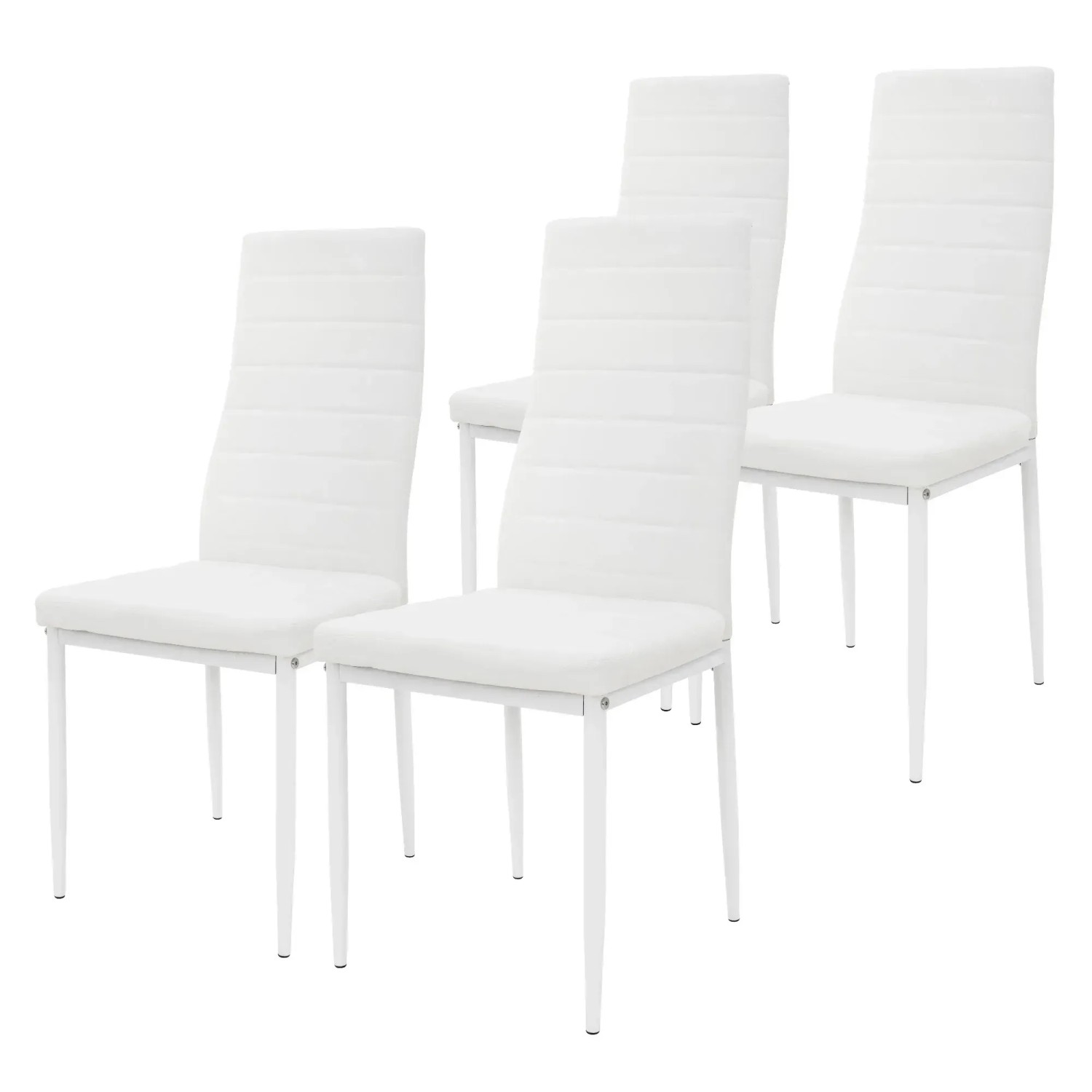 ML-Design Esszimmerstühle 4Er Set aus Kunstleder Weiß Metallbeinen