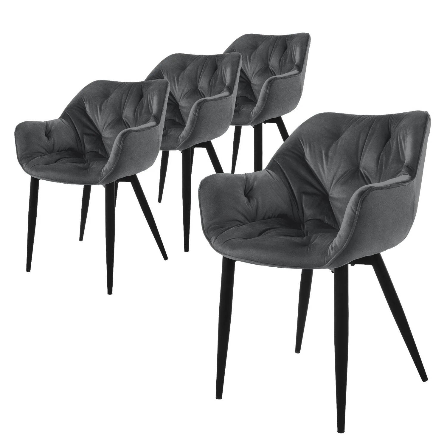 ML-Design Esszimmerstühle 4er Set Anthrazit Samtbezug Metallbeinen