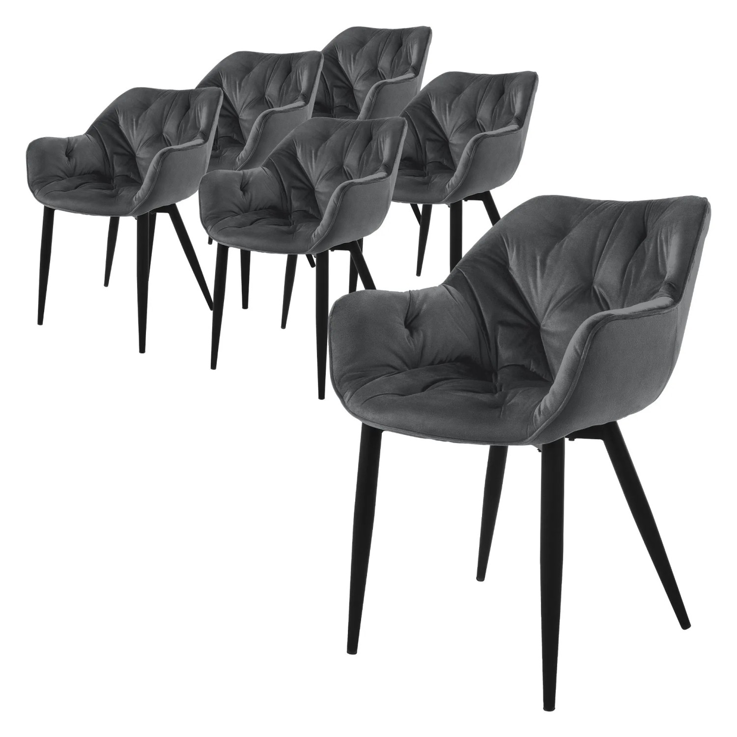 ML-Design Esszimmerstühle 6er Set Anthrazit Samtbezug Metallbeinen