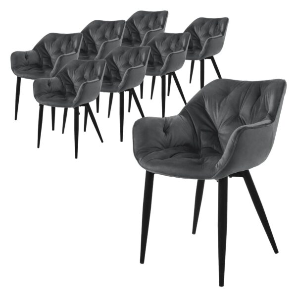 ML-Design Esszimmerstühle 8Er Set Anthrazit Küchenstuhl mit Dickem Samtstoff