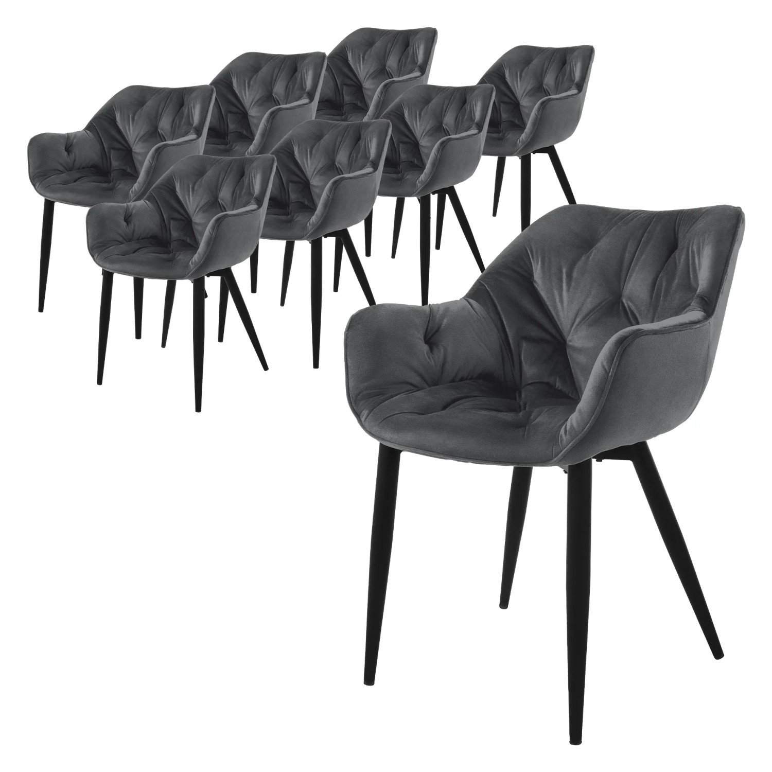 ML-Design Esszimmerstühle 8Er Set Anthrazit Küchenstuhl mit Dickem Samtstoff