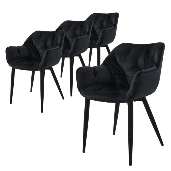 ML-Design Esszimmerstühle 4er Set Schwarz Samtbezug Metallbeinen
