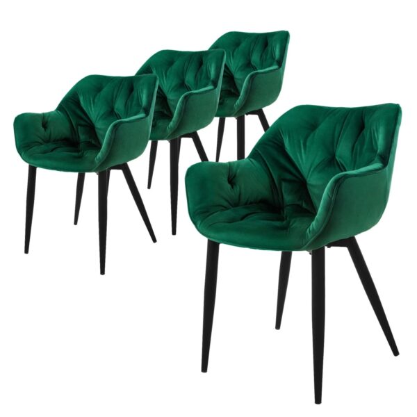 ML-Design Esszimmerstühle 4er Set Dunkelgrün Samtbezug Metallbeinen