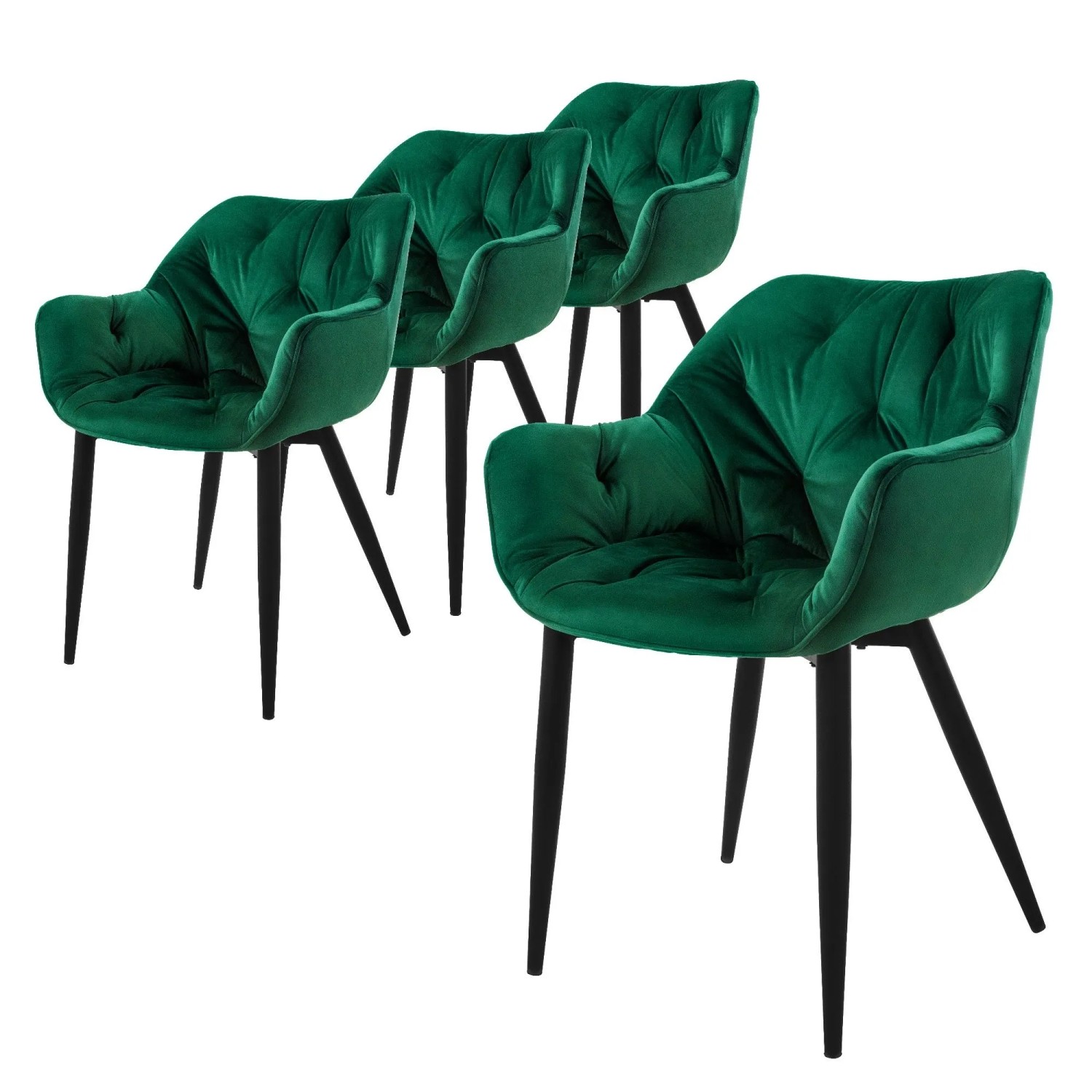 ML-Design Esszimmerstühle 4er Set Dunkelgrün Samtbezug Metallbeinen