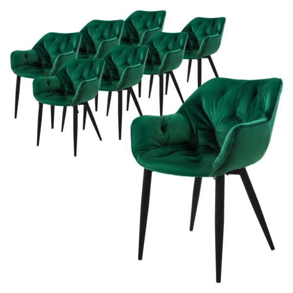 ML-Design Esszimmerstühle 8Er Set Dunkelgrün Küchenstuhl mit Dickem Samtstoff