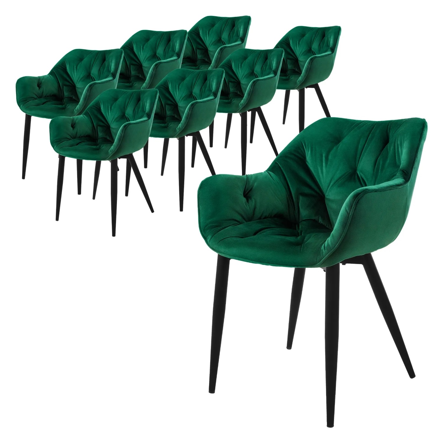 ML-Design Esszimmerstühle 8Er Set Dunkelgrün Küchenstuhl mit Dickem Samtstoff