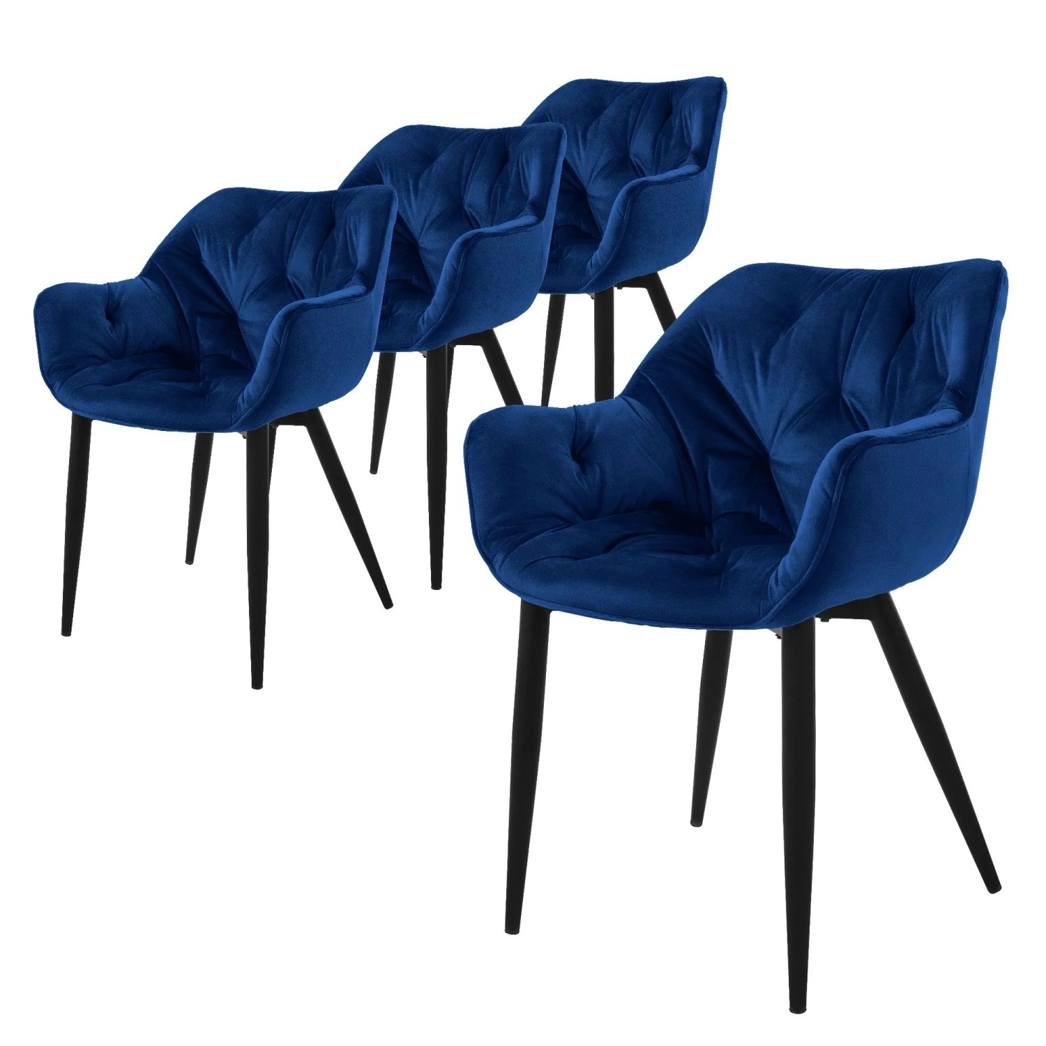 ML-Design Esszimmerstühle 4er Set Dunkelblau Samtbezug Metallbeinen