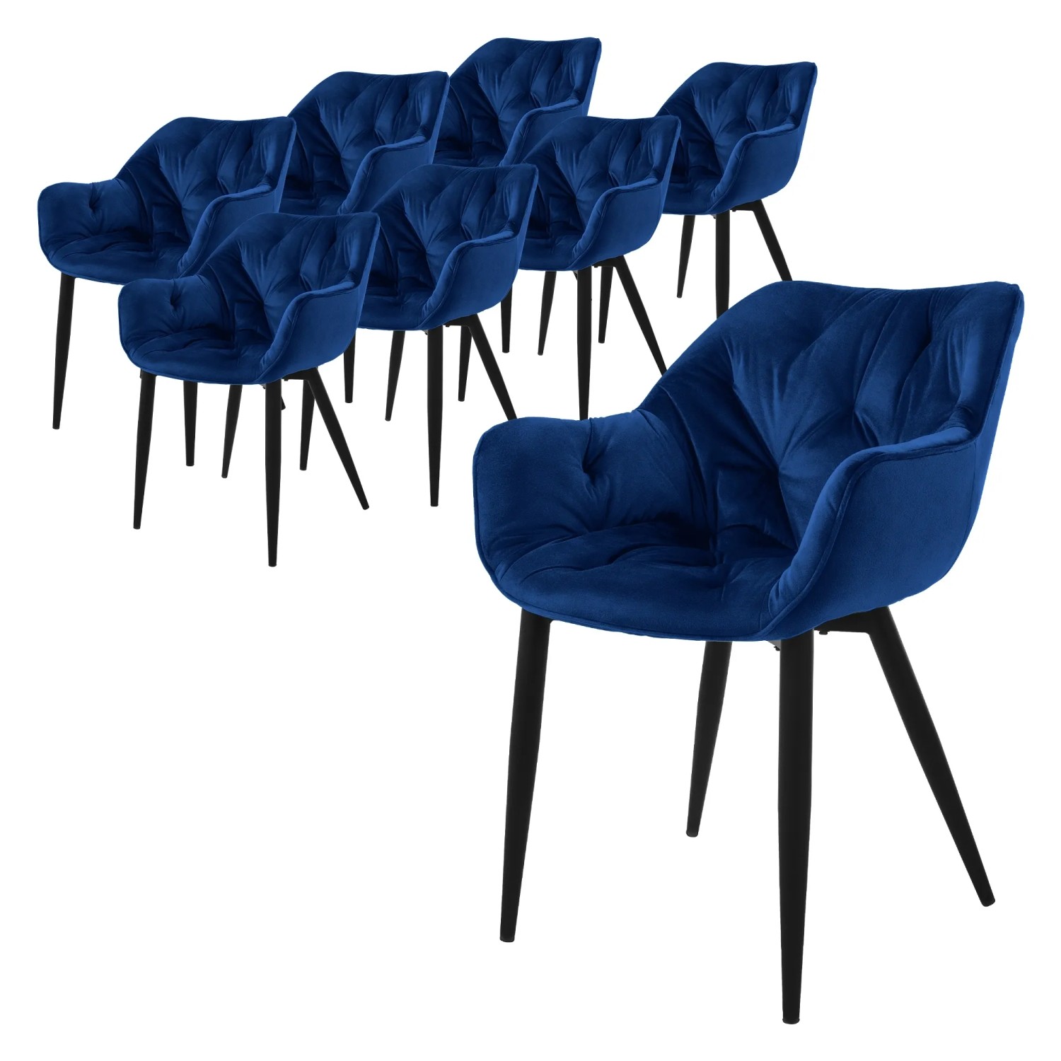 ML-Design Esszimmerstühle 8Er Set Dunkelblau Küchenstuhl mit Dickem Samtstoff