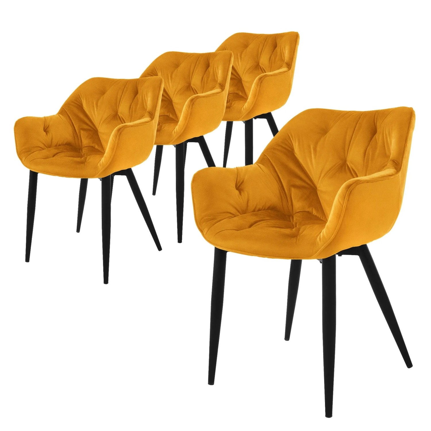 ML-Design Esszimmerstühle 4er Set Senfgelb Samtbezug Metallbeinen