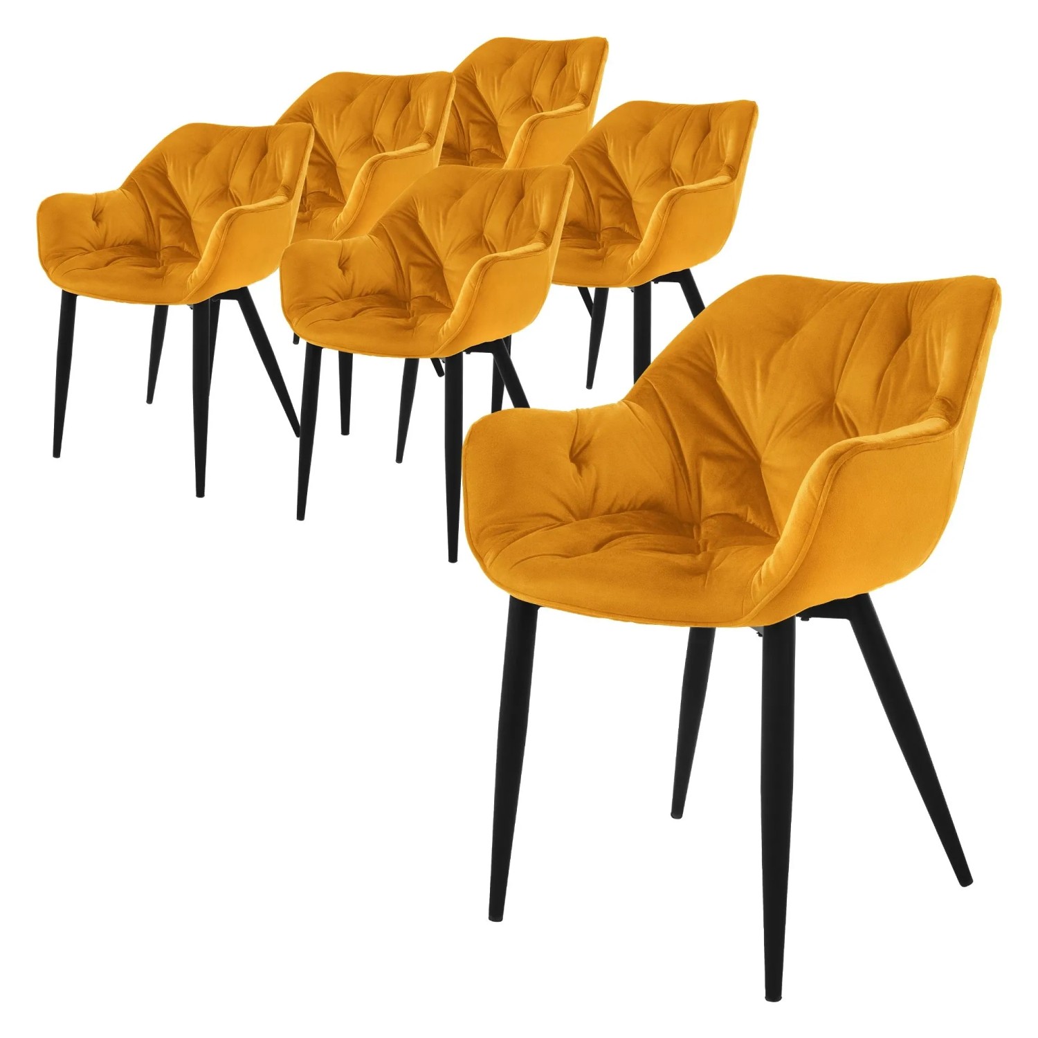 ML-Design Esszimmerstühle 6er Set Senfgelb Samtbezug Metallbeinen