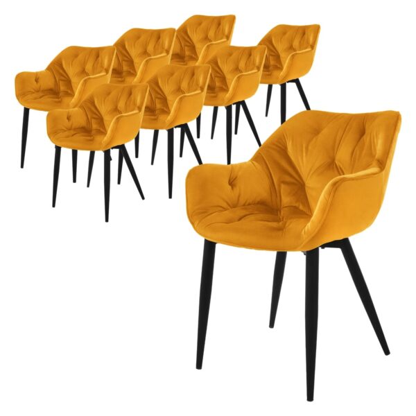 ML-Design Esszimmerstühle 8Er Set Senfgelb Küchenstuhl mit Dickem Samtstoff
