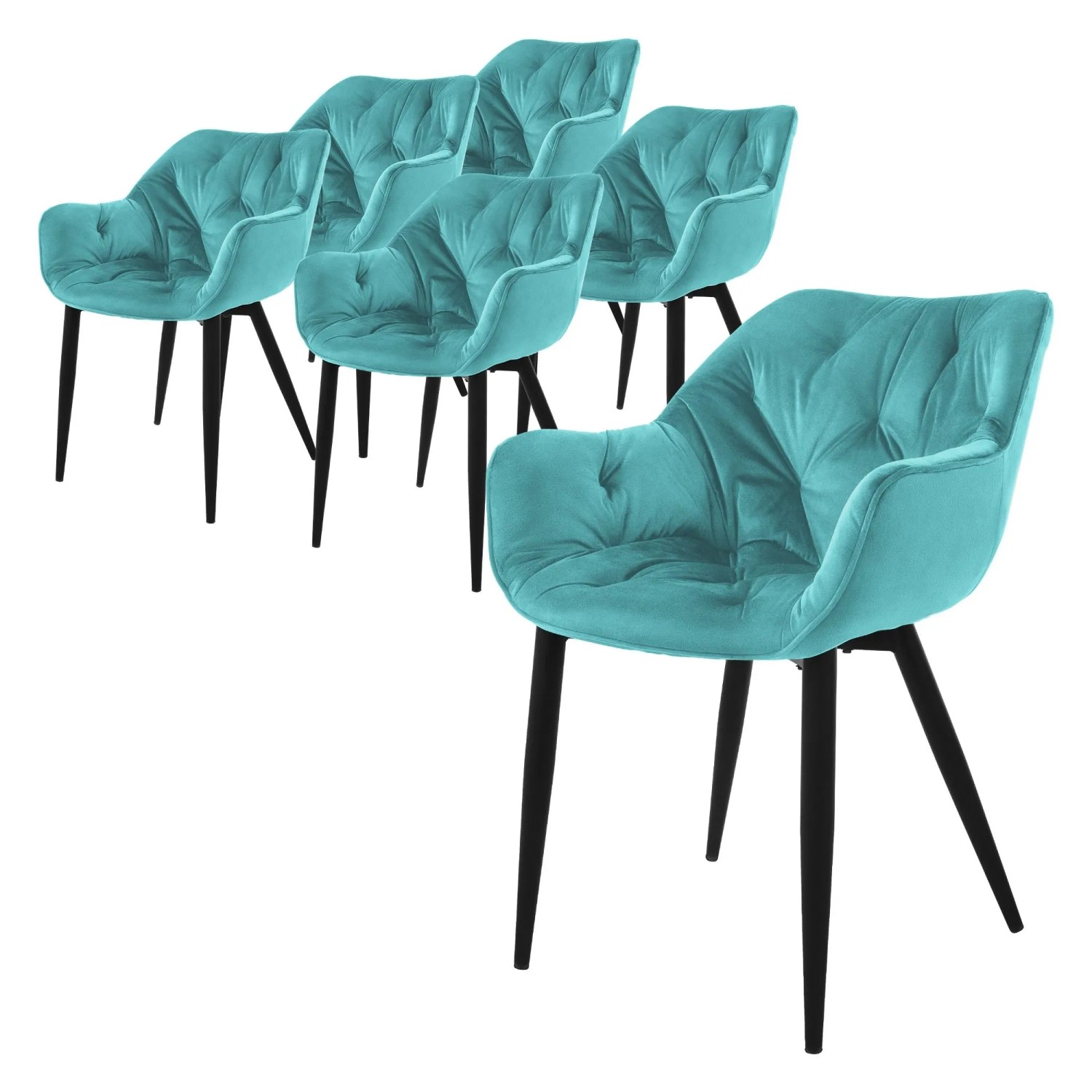 ML-Design Esszimmerstühle 6er Set Petrol Samtbezug Metallbeinen