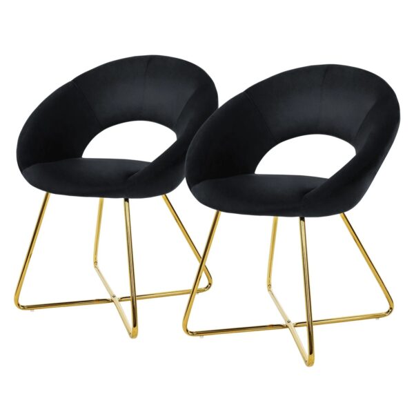 ML-Design Esszimmerstühle 2er Set Samtbezug Schwarz Goldene Beine