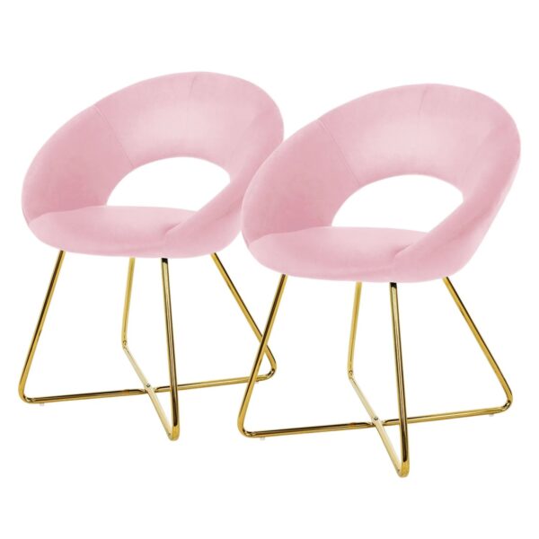 ML-Design Esszimmerstühle 2er Set Samtbezug Rosa Goldene Beine