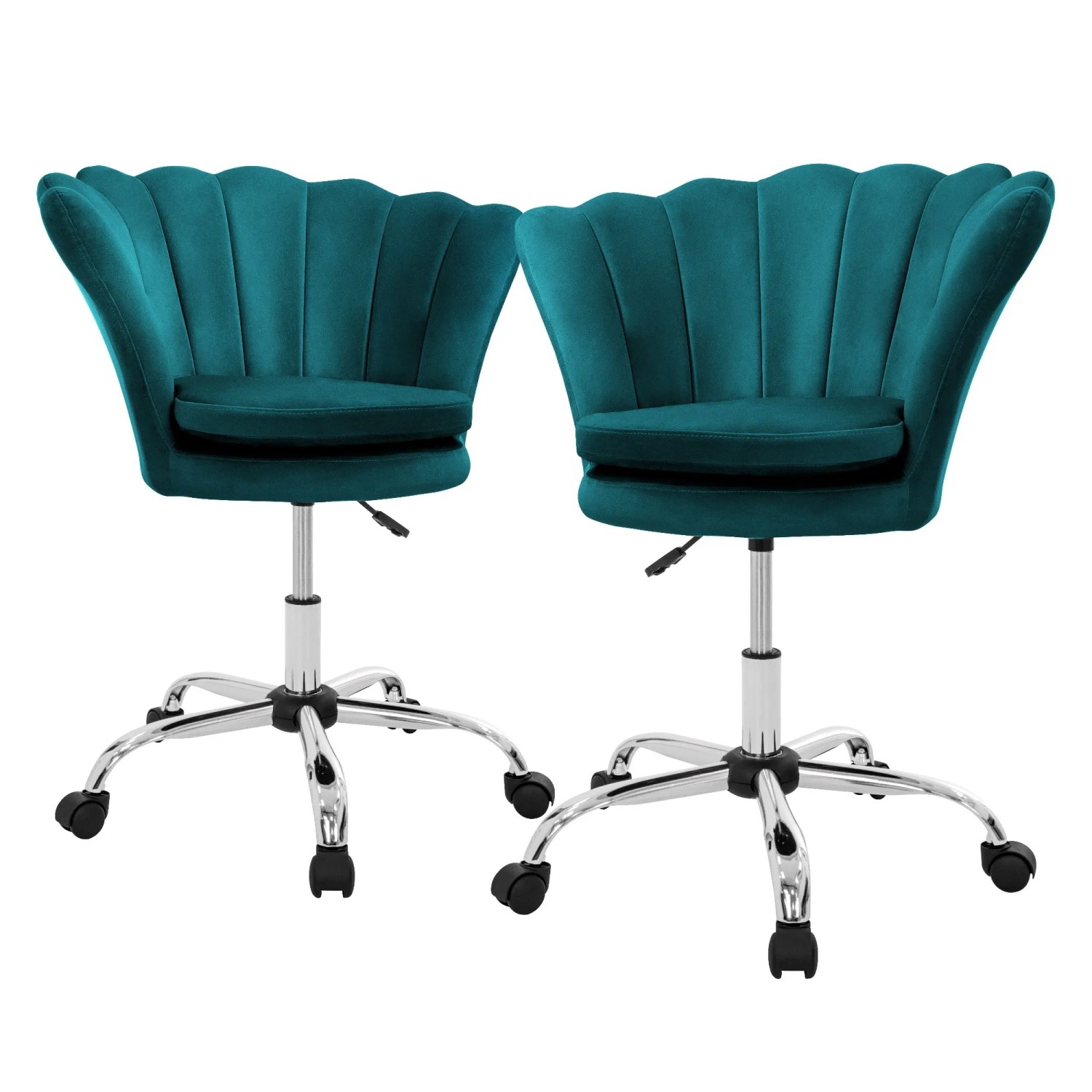 ML-Design Drehstuhl 2Er Set aus Samt Petrol Höhenverstellbar 360 Grad
