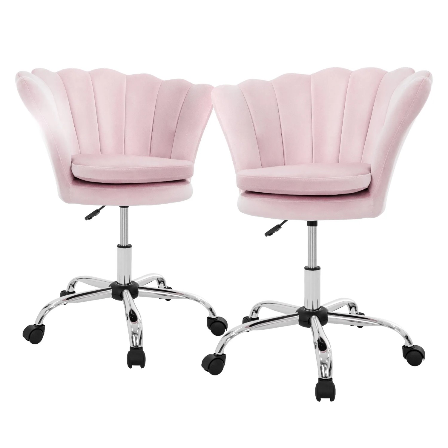 ML-Design Bürostuhl 2Er Set Samt Hellrosa Höhenverstellbar 360 Grad