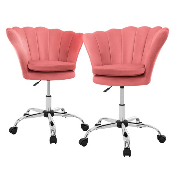 ML-Design Drehstuhl 2Er Set aus Samt Rosa Höhenverstellbar 360 Grad ML-Design Drehstuhl 2Er Set aus Samt Rosa Höhenverstellbar 360 Grad