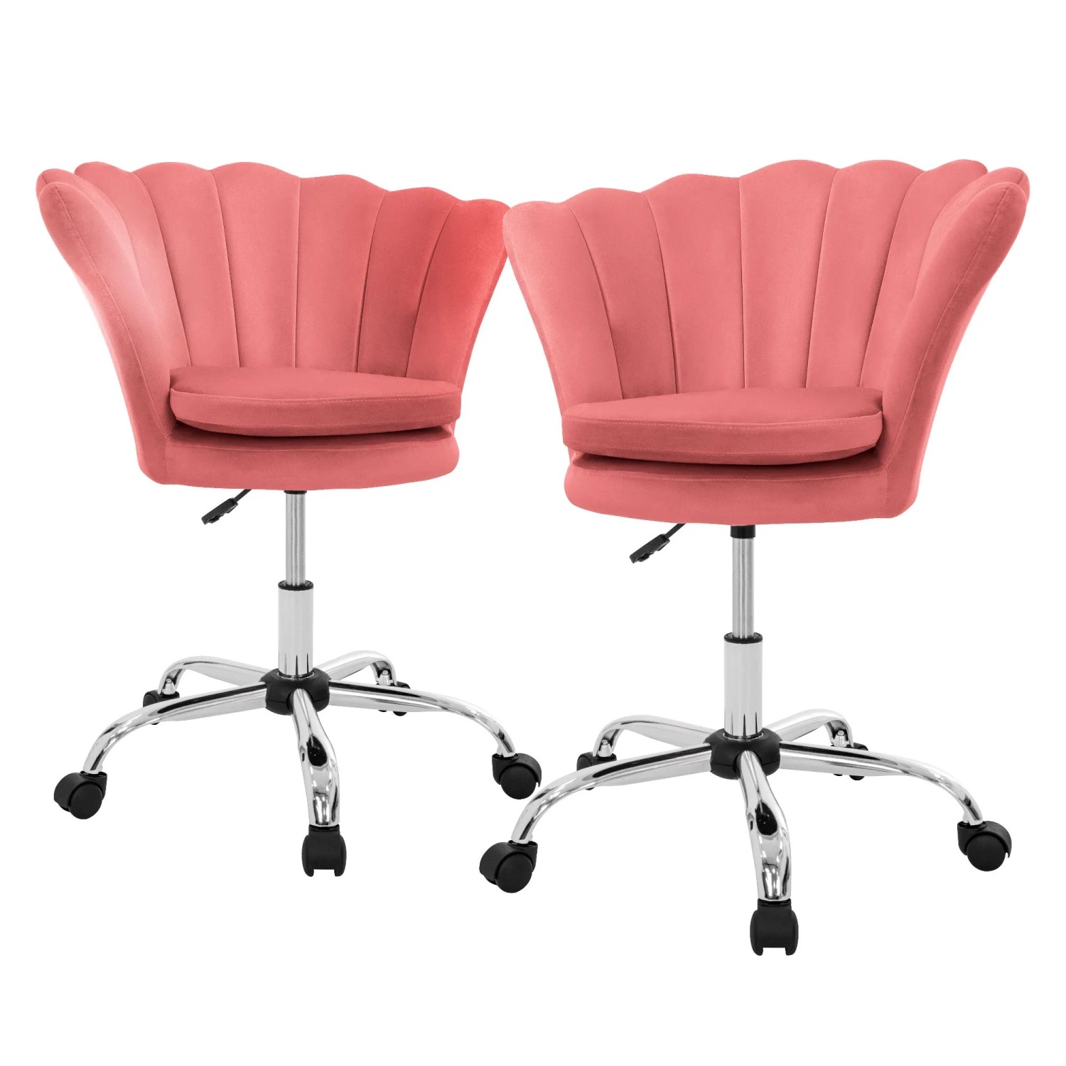 ML-Design Drehstuhl 2Er Set aus Samt Rosa Höhenverstellbar 360 Grad