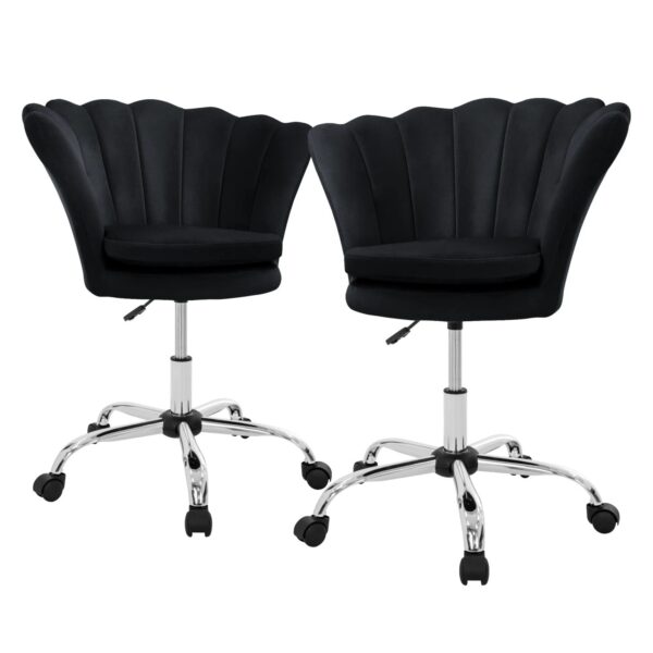 ML-Design Bürostuhl 2Er Set Drehstuhl Höhenverstellbar aus Samt Schwarz