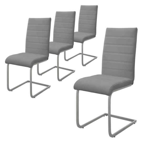 ML-Design Esszimmerstühle 4Er Set Grau Freischwinger Stuhl aus Kunstleder