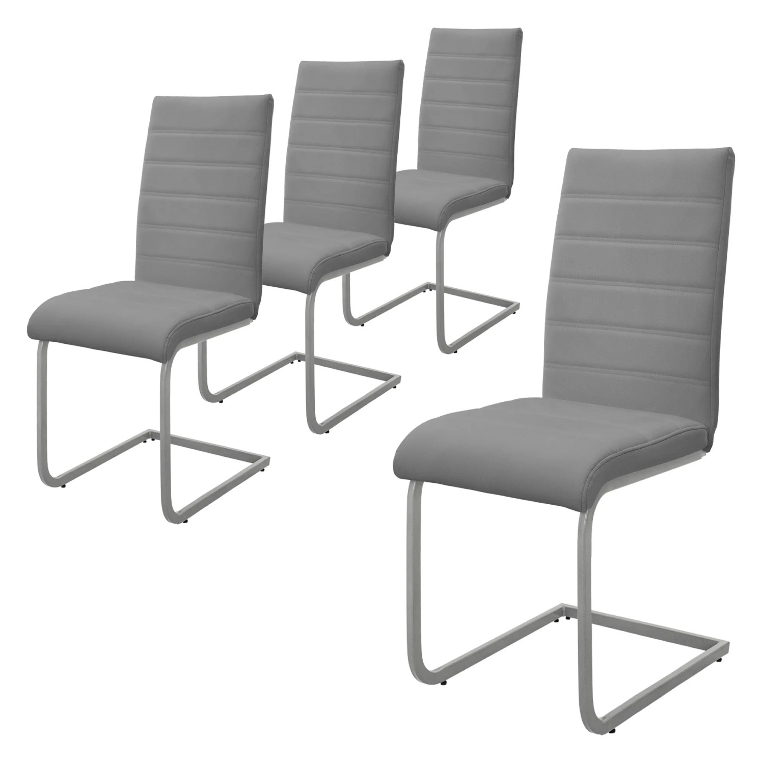 ML-Design Esszimmerstühle 4Er Set Grau Freischwinger Stuhl aus Kunstleder