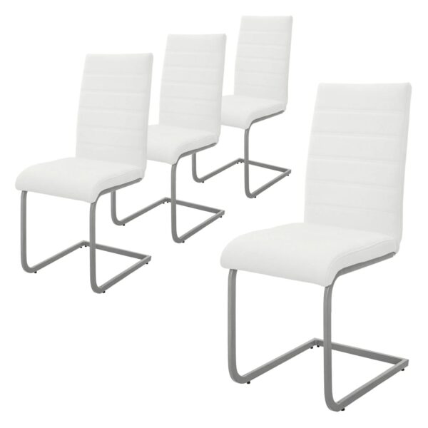 ML-Design Esszimmerstühle 4Er Set Weiß aus Kunstleder und Metall