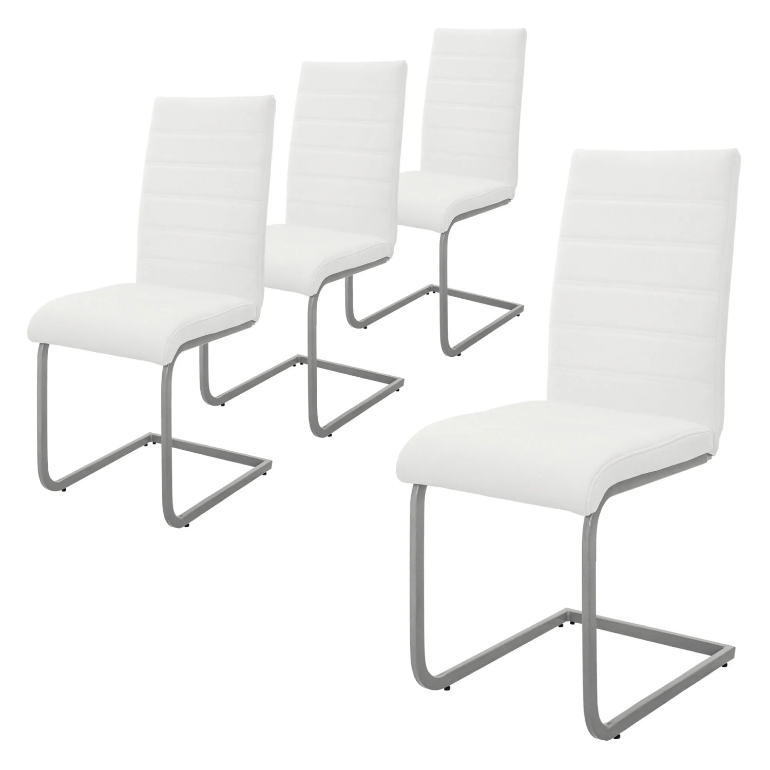 ML-Design Esszimmerstühle 4Er Set Weiß aus Kunstleder und Metall