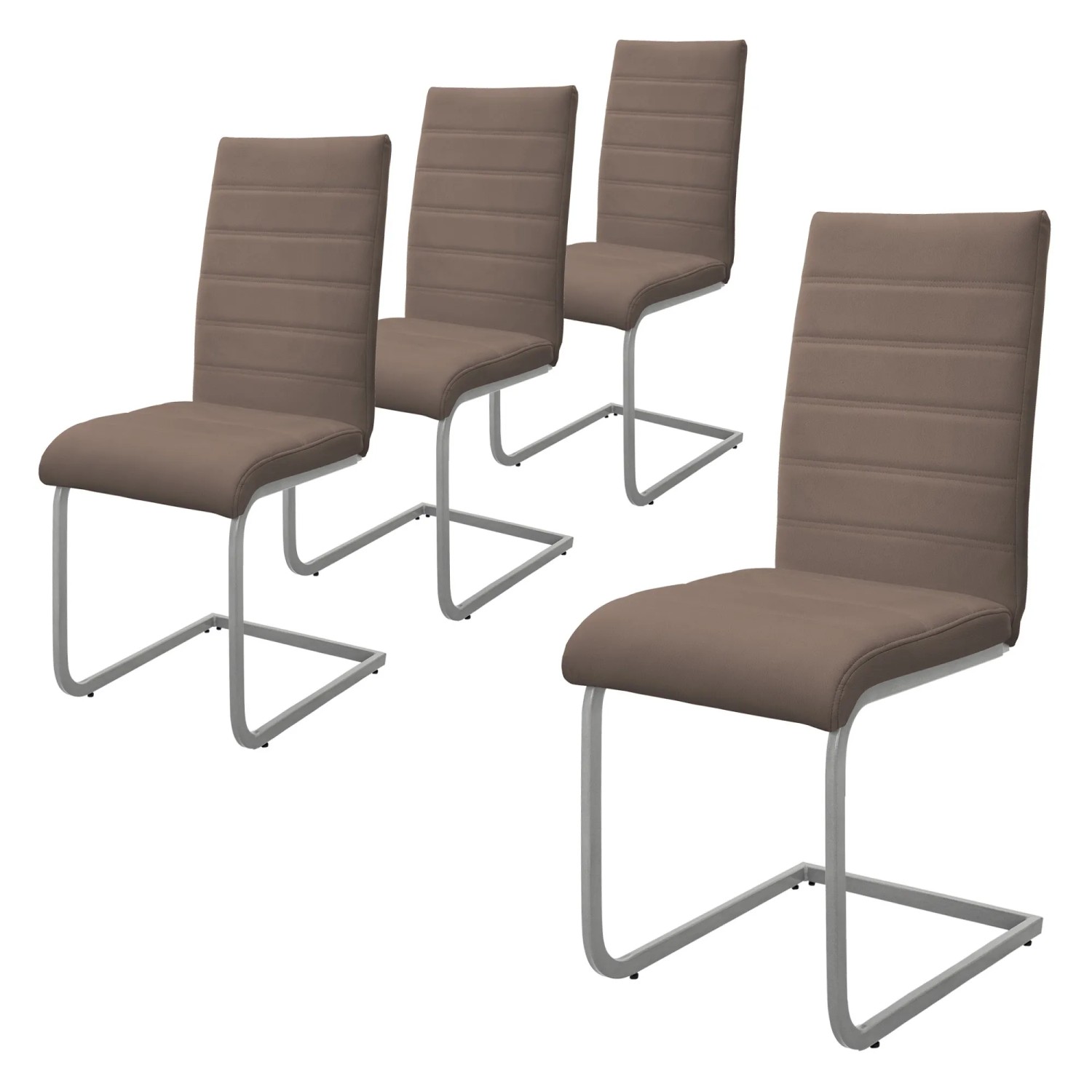 ML-Design Esszimmerstühle 4Er Set Braun Freischwinger Stuhl aus Kunstleder