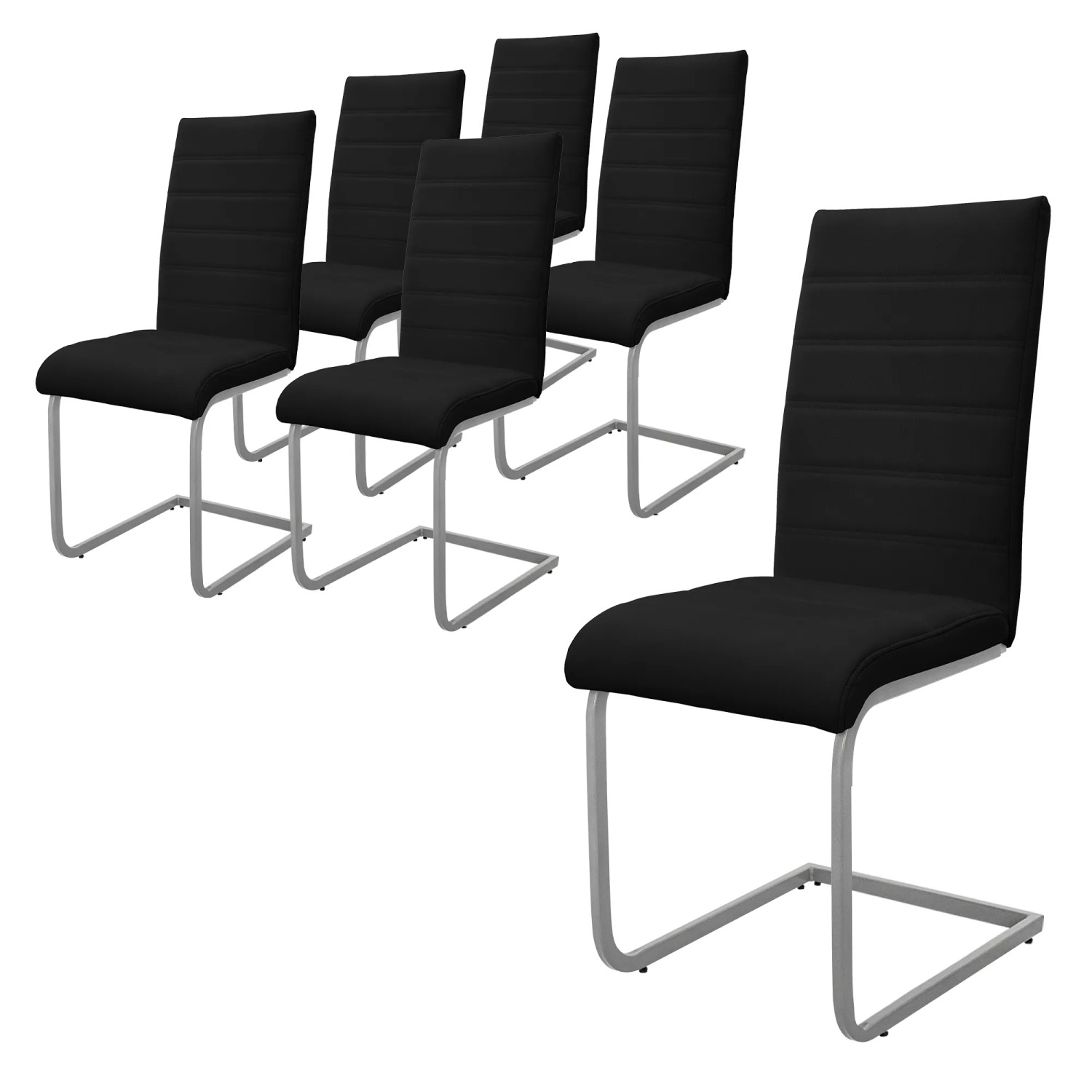 ML-Design Esszimmerstühle 6Er Set Schwarz Schwingstuhl Freischwinger Stuhl
