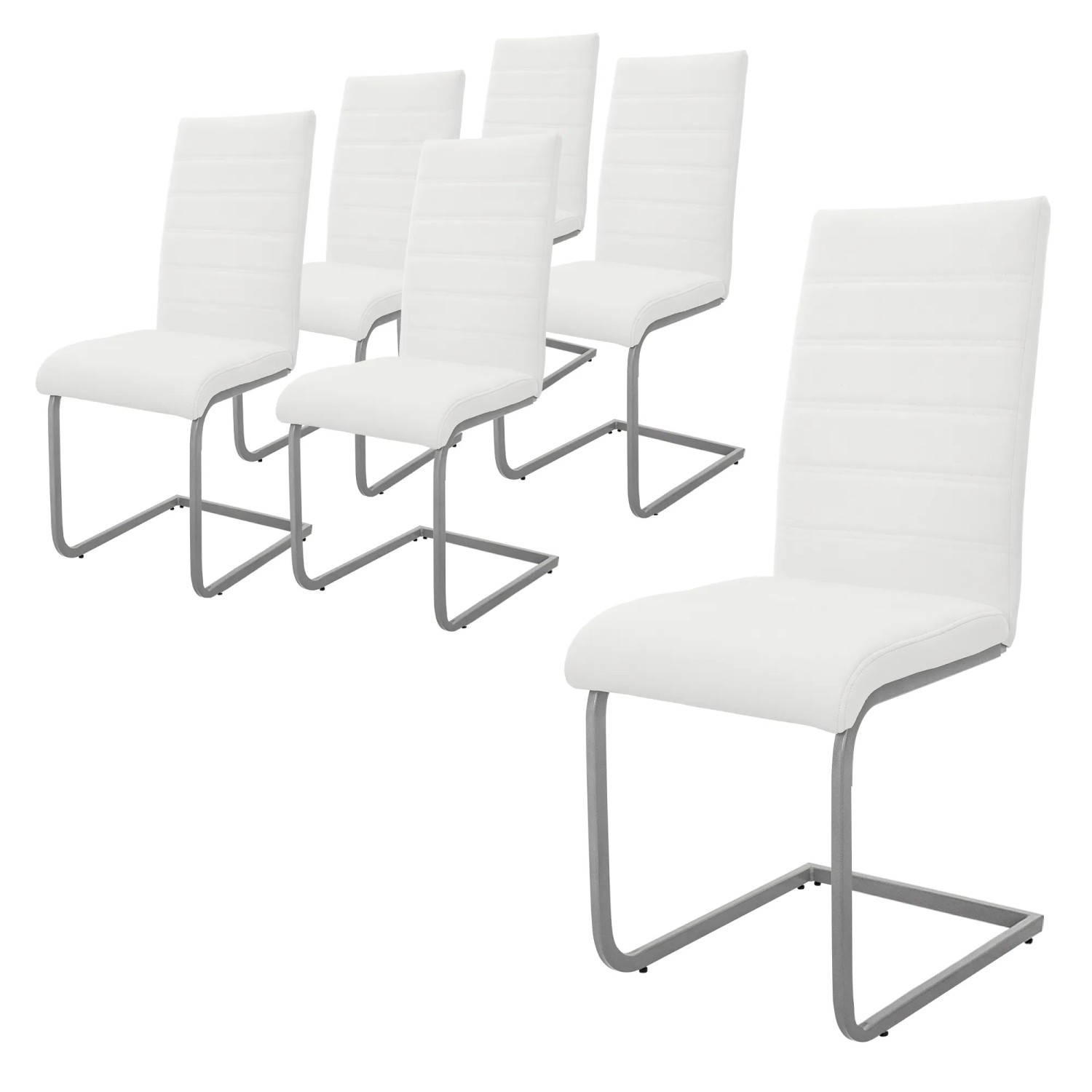 ML-Design Esszimmerstühle 6Er Set Weiß aus Kunstleder und Metall