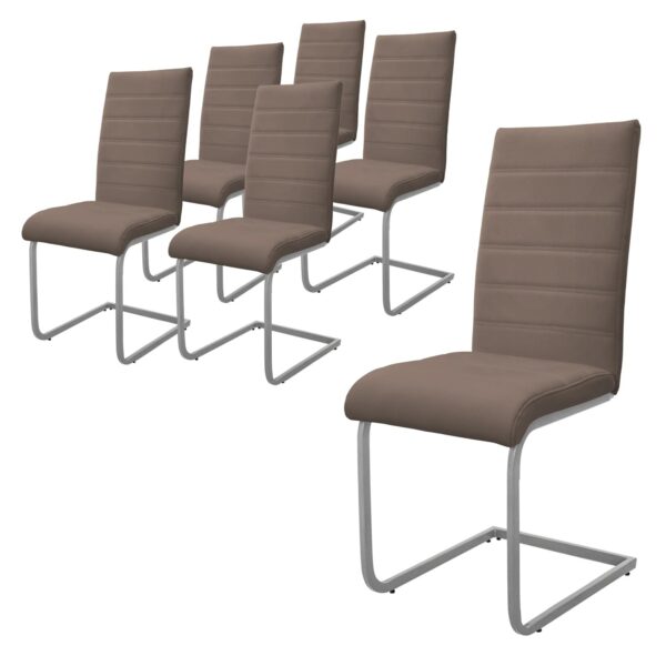 ML-Design Esszimmerstühle 6Er Set Braun Freischwinger Stuhl aus Kunstleder ML-Design Esszimmerstühle 6Er Set Braun Freischwinger Stuhl aus Kunstleder