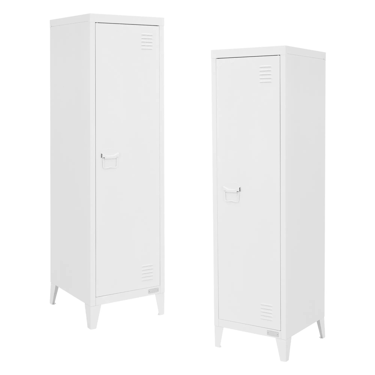 ML-Design 2Er Aktenschrank Hoch 38x38x137,5 cm Weiß Stahl Freistehend
