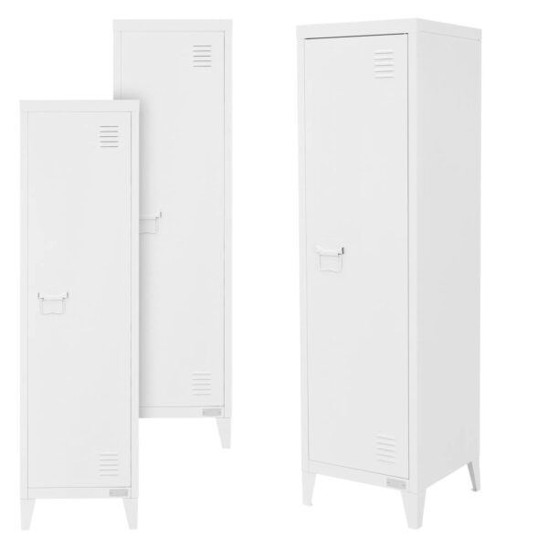 ML-Design 3Er Set Aktenschrank Hoch 38x38x137,5 cm Weiß aus Stahl