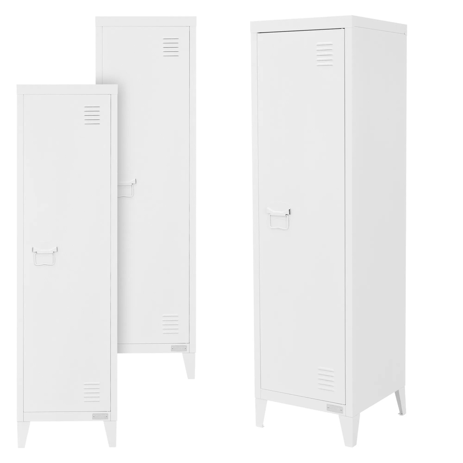 ML-Design 3Er Set Aktenschrank Hoch 38x38x137,5 cm Weiß aus Stahl