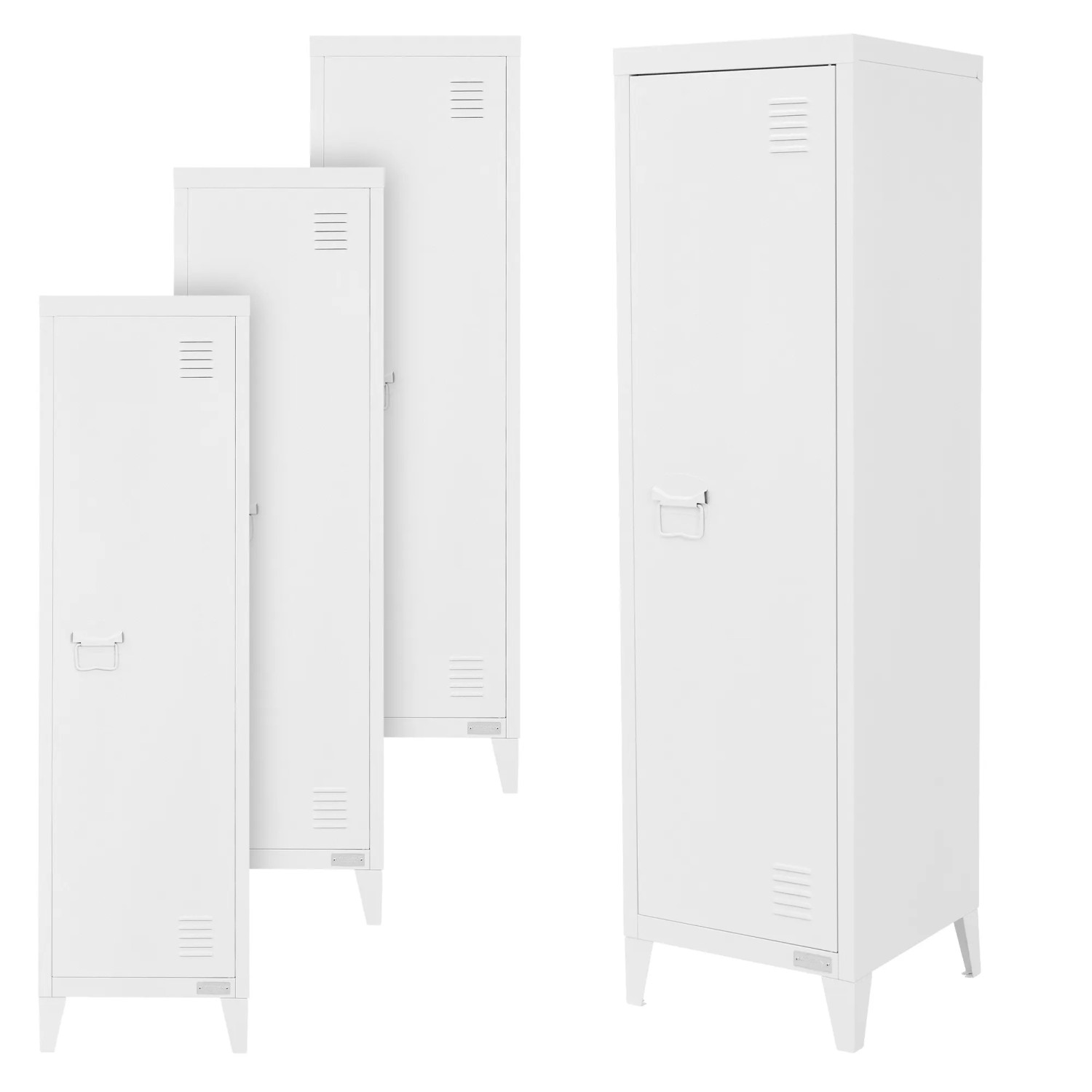 ML-Design 4Er Set Aktenschrank Hoch 38x38x137,5 cm Weiß aus Stahl