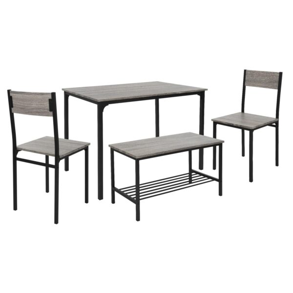 ML-Design Essgruppe Set 4-Tlg Eiche-Grau Tisch 2 Stühlen 1 Bank für 4 Personen ML-Design Essgruppe Set 4-Tlg Eiche-Grau Tisch 2 Stühlen 1 Bank für 4 Personen