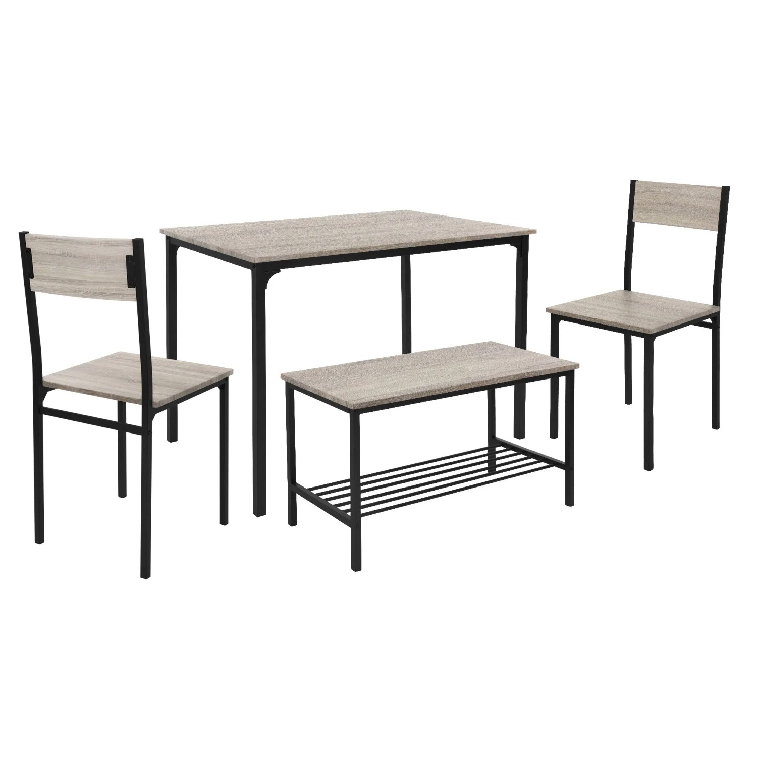 ML-Design Essgruppe Set 4-Tlg Sonoma-Eiche Tisch 2 Stühlen 1 Bank für 4 Personen