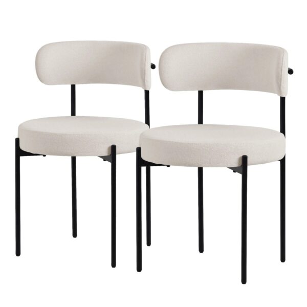 ML-Design Esszimmerstühle 2Er Set aus Teddystoff Weiß mit Rückenlehne ML-Design Esszimmerstühle 2Er Set aus Teddystoff Weiß mit Rückenlehne