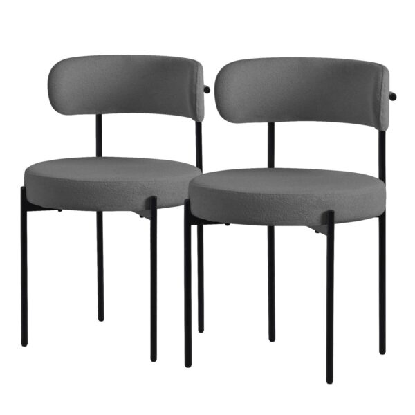 ML-Design Esszimmerstühle 2Er Set aus Teddystoff Grau mit Rückenlehne ML-Design Esszimmerstühle 2Er Set aus Teddystoff Grau mit Rückenlehne
