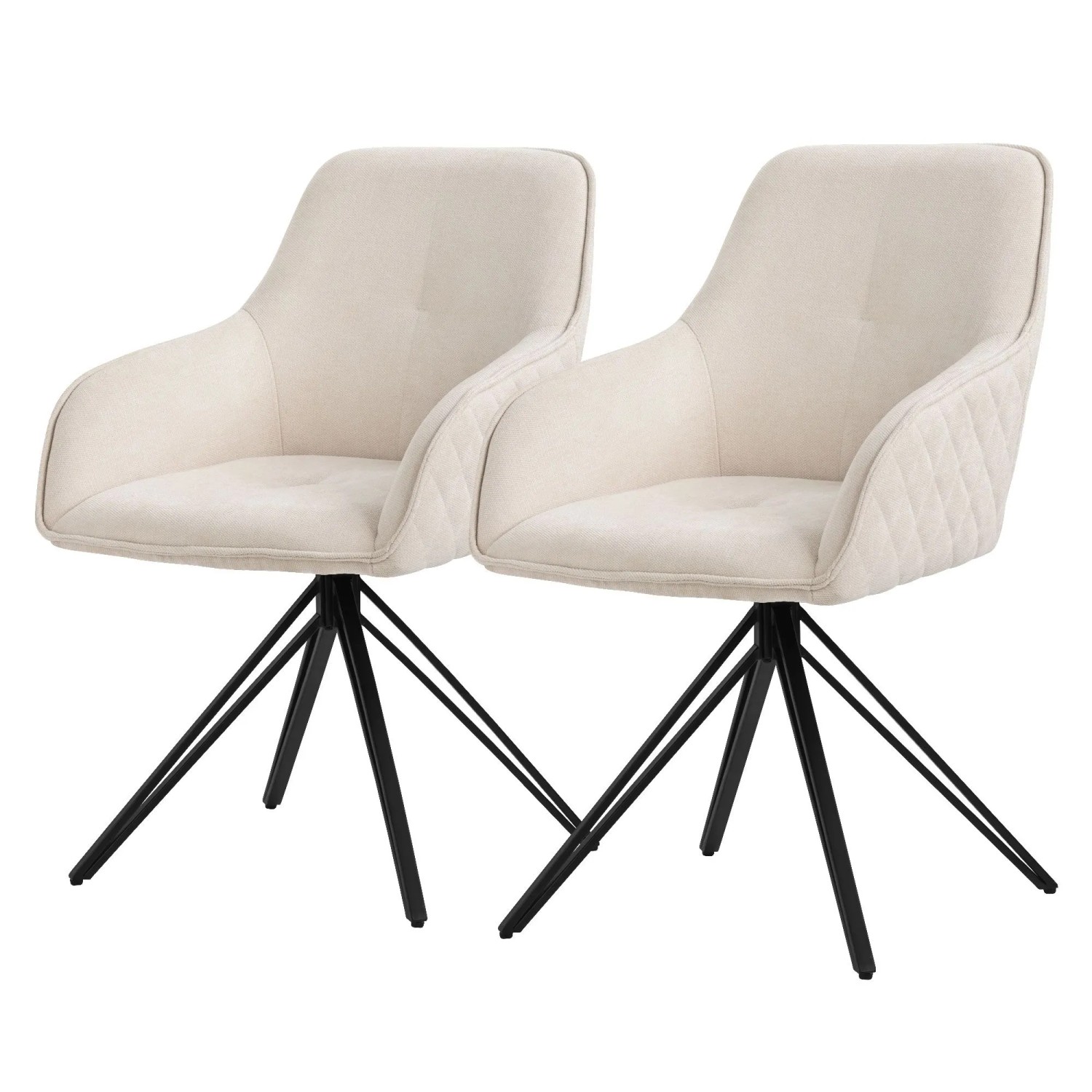 ML-Design Esszimmerstühle Drehbar 2Er Set Textil Webstoff Creme Wohnzimmerstuhl