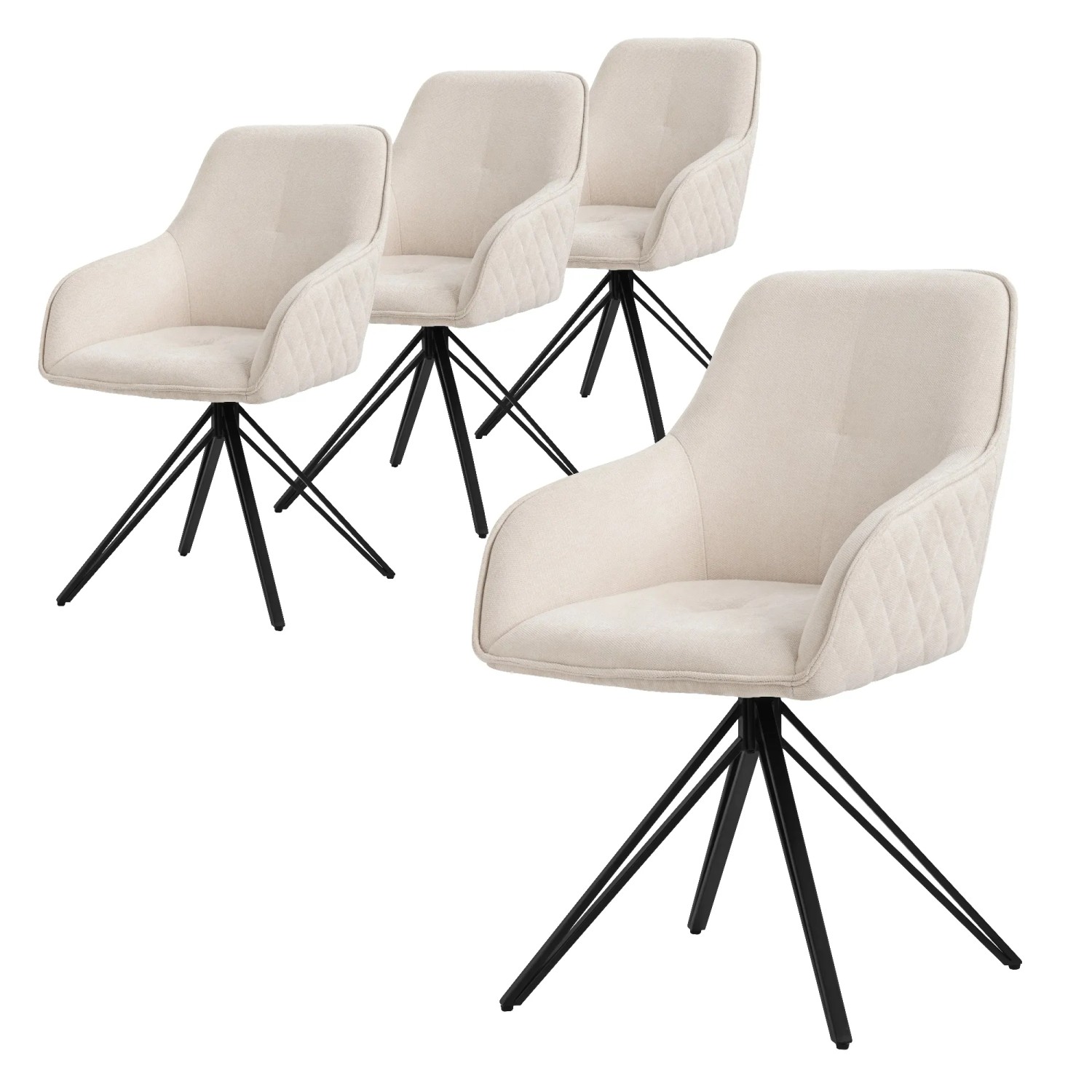 ML-Design Esszimmerstühle Drehbar 4Er Set Textil Webstoff Creme Drehstuhl