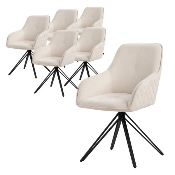 ML-Design Esszimmerstühle Drehbar 6Er Set Textil Webstoff Creme Drehstuhl ML-Design Esszimmerstühle Drehbar 6Er Set Textil Webstoff Creme Drehstuhl